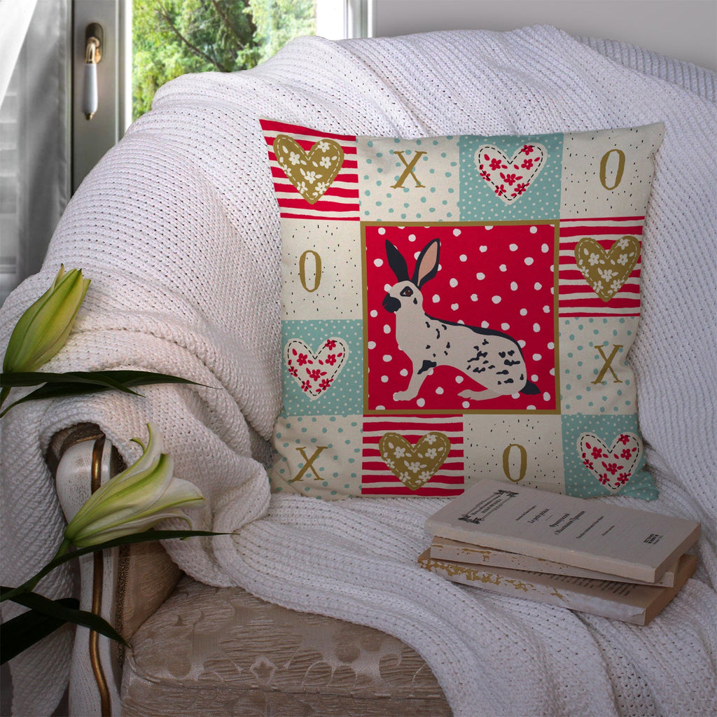 English Spot Rabbit Love Decorative Throw Pillow 14x14 Indoor Outdoor Accent Cushion, Fabric Cover with Insert for Sofa, Bed, Porch & Living Room