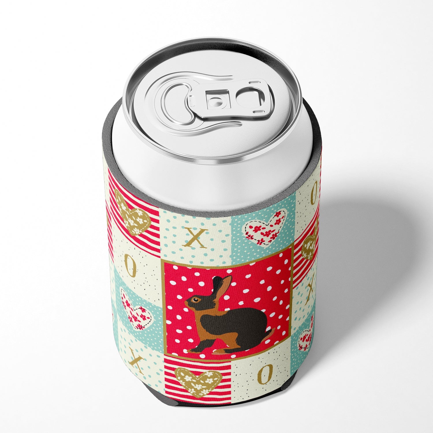 Tan Rabbit Love Can or Bottle Hugger Cooler Sleeve for Standard 12 oz Cans, Insulated Foam Beer & Soda Can Hugger Reusable