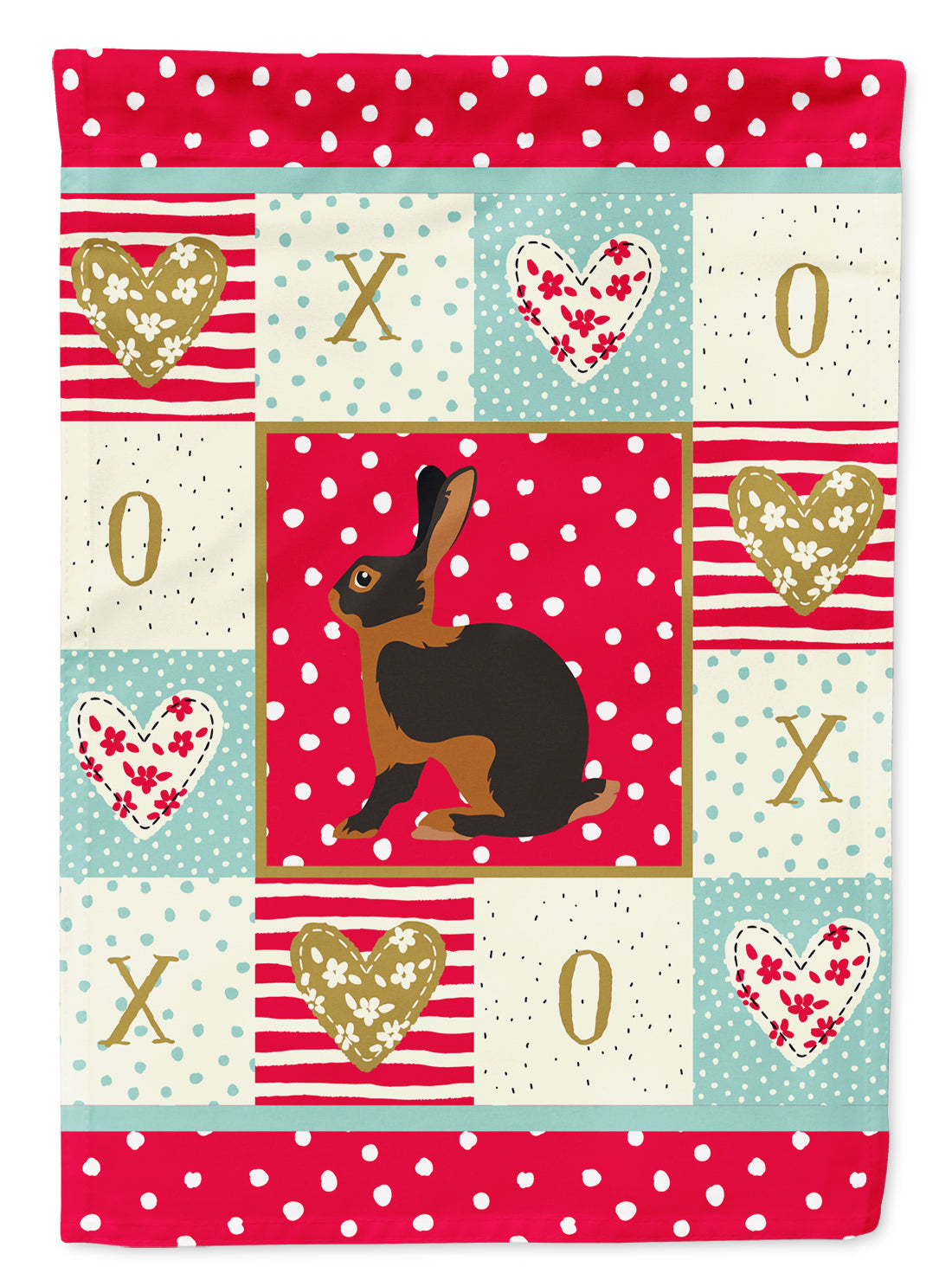 Tan Rabbit Love House Flag 28x40 Porch Sleeve Pole Decorative Outside Yard Banner Artwork Wall Hanging, Polyester