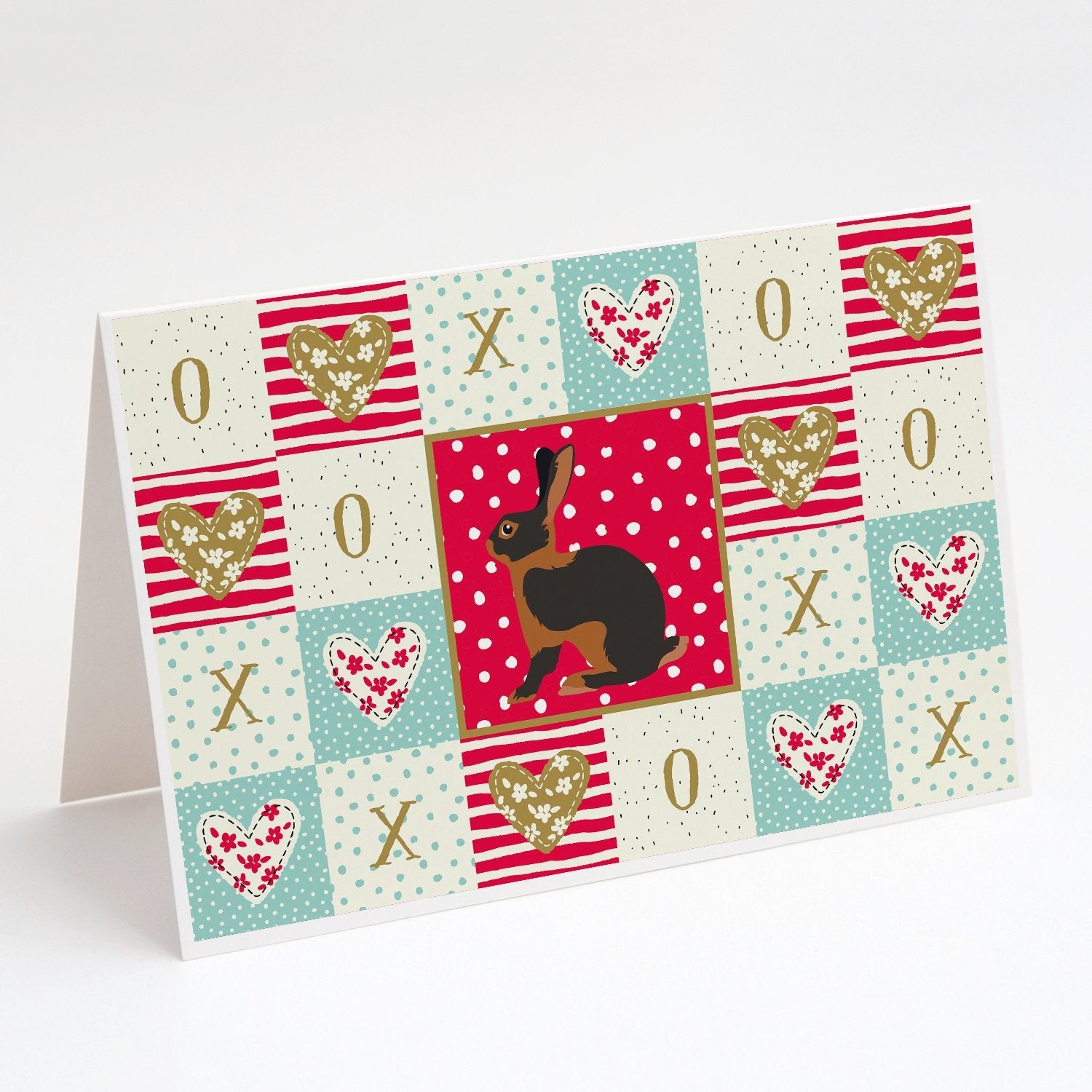 Tan Rabbit Love Greeting Cards Pack of 8 Blank Cards with Envelopes Whimsical A7 Size 5x7