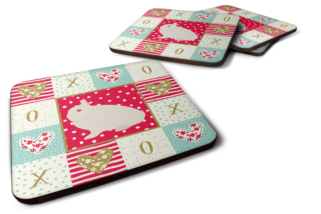 Hermelin Rabbit Love Foam Coasters Set of 4 Cup Coasters for Indoor Outdoor, Tabletop Protection, Anti Slip, Mouse pad Material