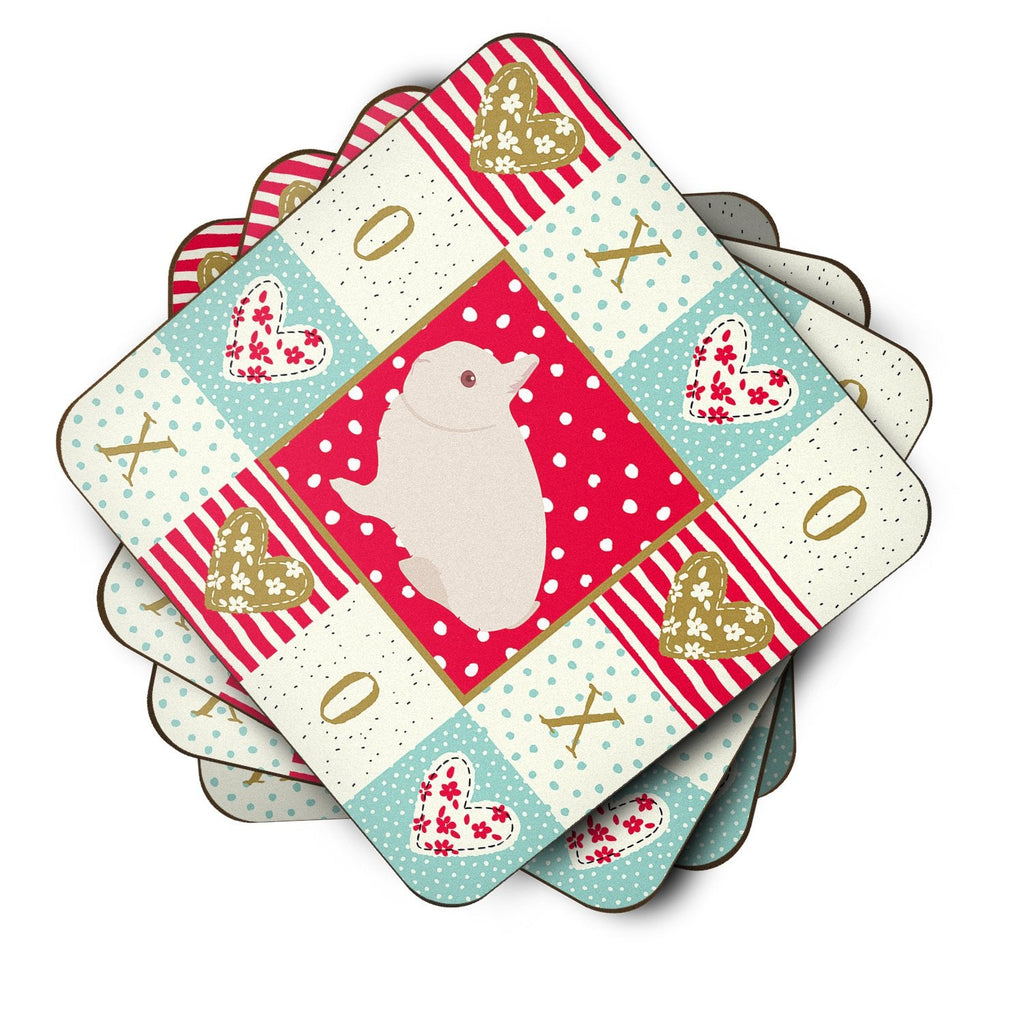 Hermelin Rabbit Love Foam Coasters Set of 4 Cup Coasters for Indoor Outdoor, Tabletop Protection, Anti Slip, Mouse pad Material