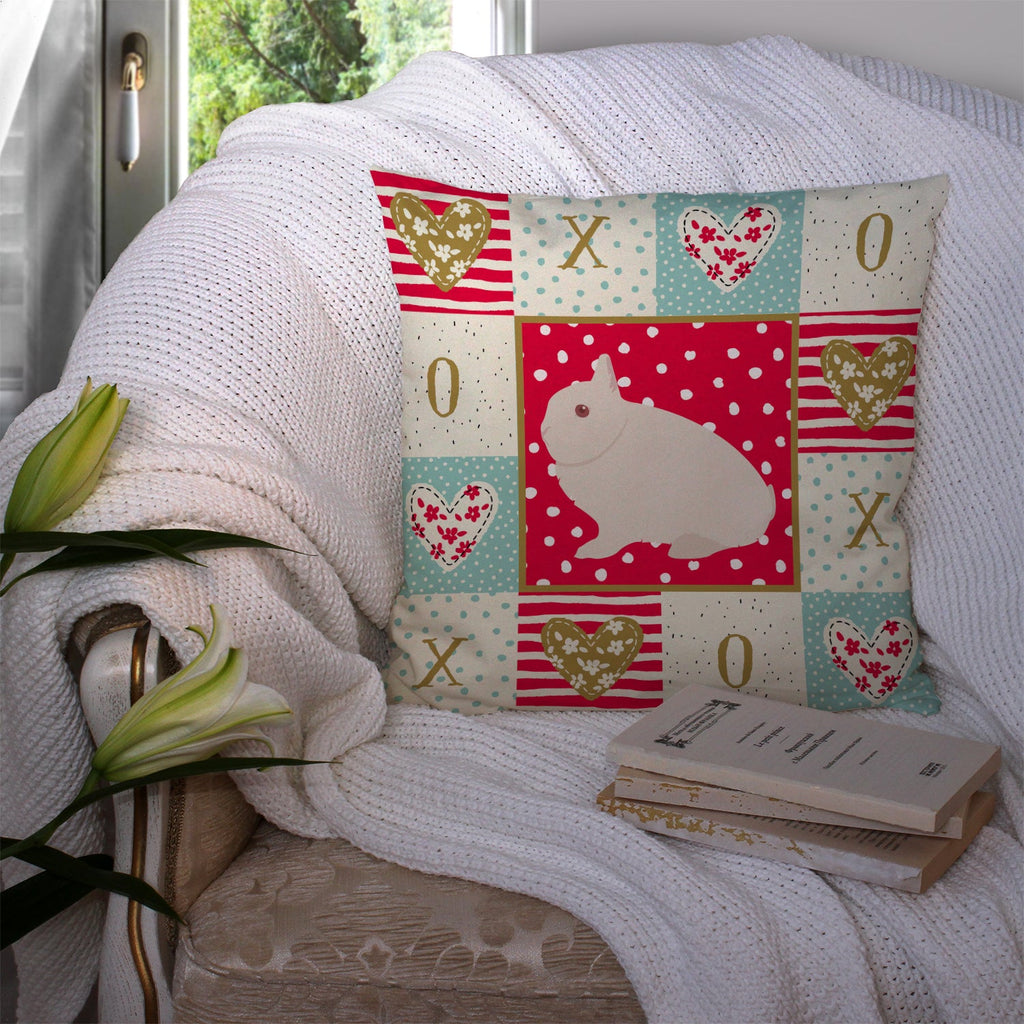 Hermelin Rabbit Love Decorative Throw Pillow 14x14 Indoor Outdoor Accent Cushion, Fabric Cover with Insert for Sofa, Bed, Porch & Living Room