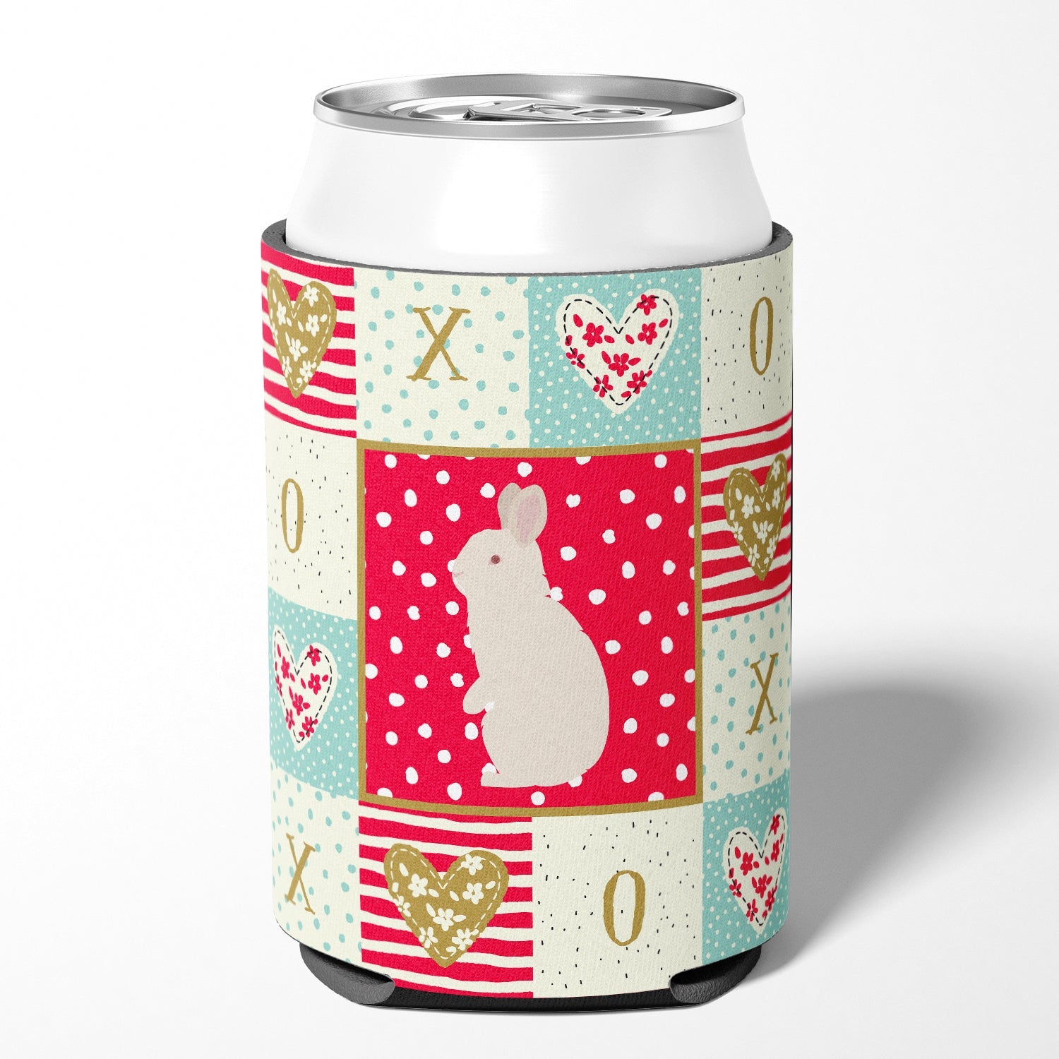 New Zealand White Rabbit Love Can or Bottle Hugger Cooler Sleeve for Standard 12 oz Cans, Insulated Foam Beer & Soda Can Hugger Reusable