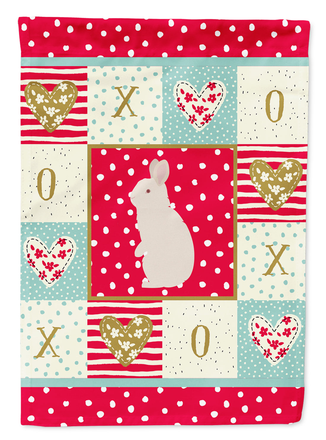 New Zealand White Rabbit Love House Flag 28x40 Porch Sleeve Pole Decorative Outside Yard Banner Artwork Wall Hanging, Polyester