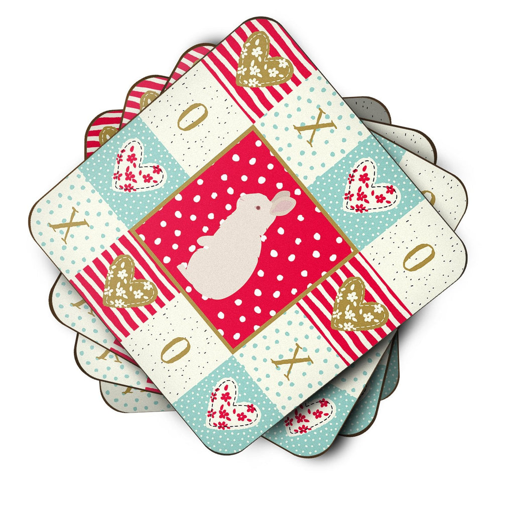 New Zealand White Rabbit Love Foam Coasters Set of 4 Cup Coasters for Indoor Outdoor, Tabletop Protection, Anti Slip, Mouse pad Material