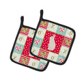 New Zealand White Rabbit Love Pot Holder Set of 2 Heat Resistant Quilted Hot Pads 7.5 x 7.5 Inch, Insulated Kitchen Trivets for Cooking & Baking