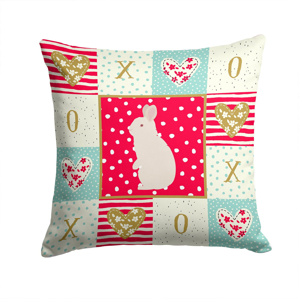 New Zealand White Rabbit Love Decorative Throw Pillow 14x14 Indoor Outdoor Accent Cushion, Fabric Cover with Insert for Sofa, Bed, Porch & Living Room