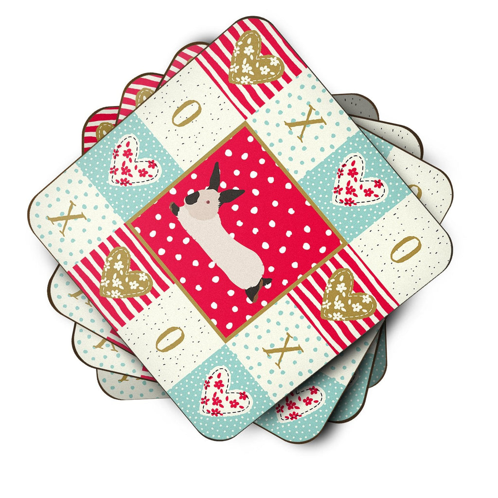 California White Rabbit Love Foam Coasters Set of 4 Cup Coasters for Indoor Outdoor, Tabletop Protection, Anti Slip, Mouse pad Material