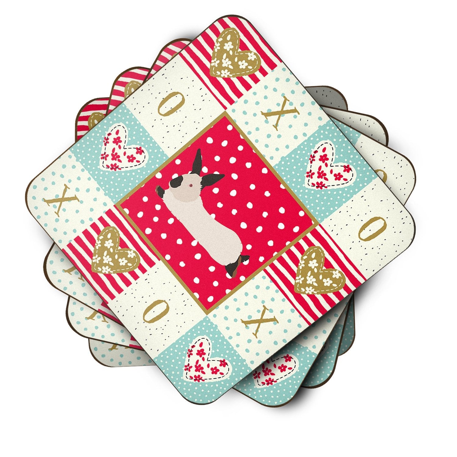 California White Rabbit Love Foam Coasters Set of 4 Cup Coasters for Indoor Outdoor, Tabletop Protection, Anti Slip, Mouse pad Material