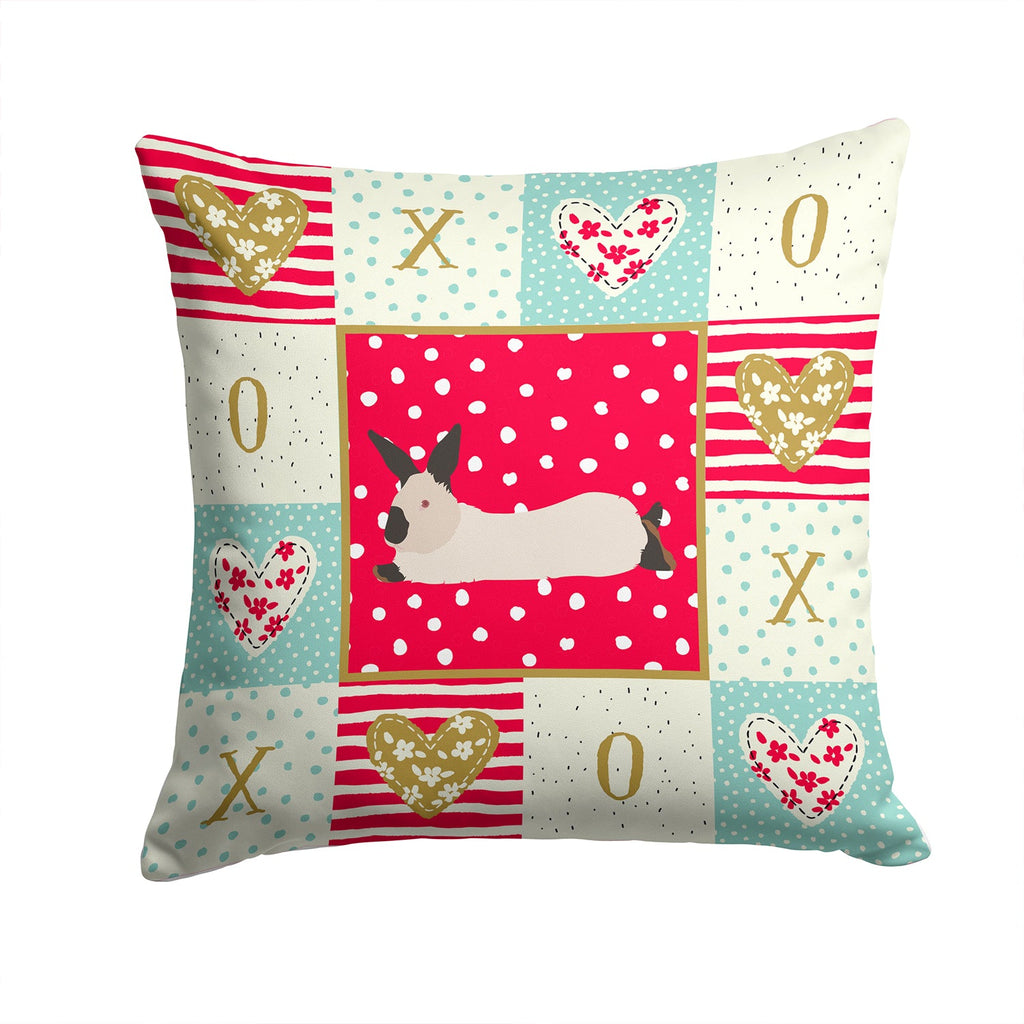 California White Rabbit Love Decorative Throw Pillow 14x14 Indoor Outdoor Accent Cushion, Fabric Cover with Insert for Sofa, Bed, Porch & Living Room