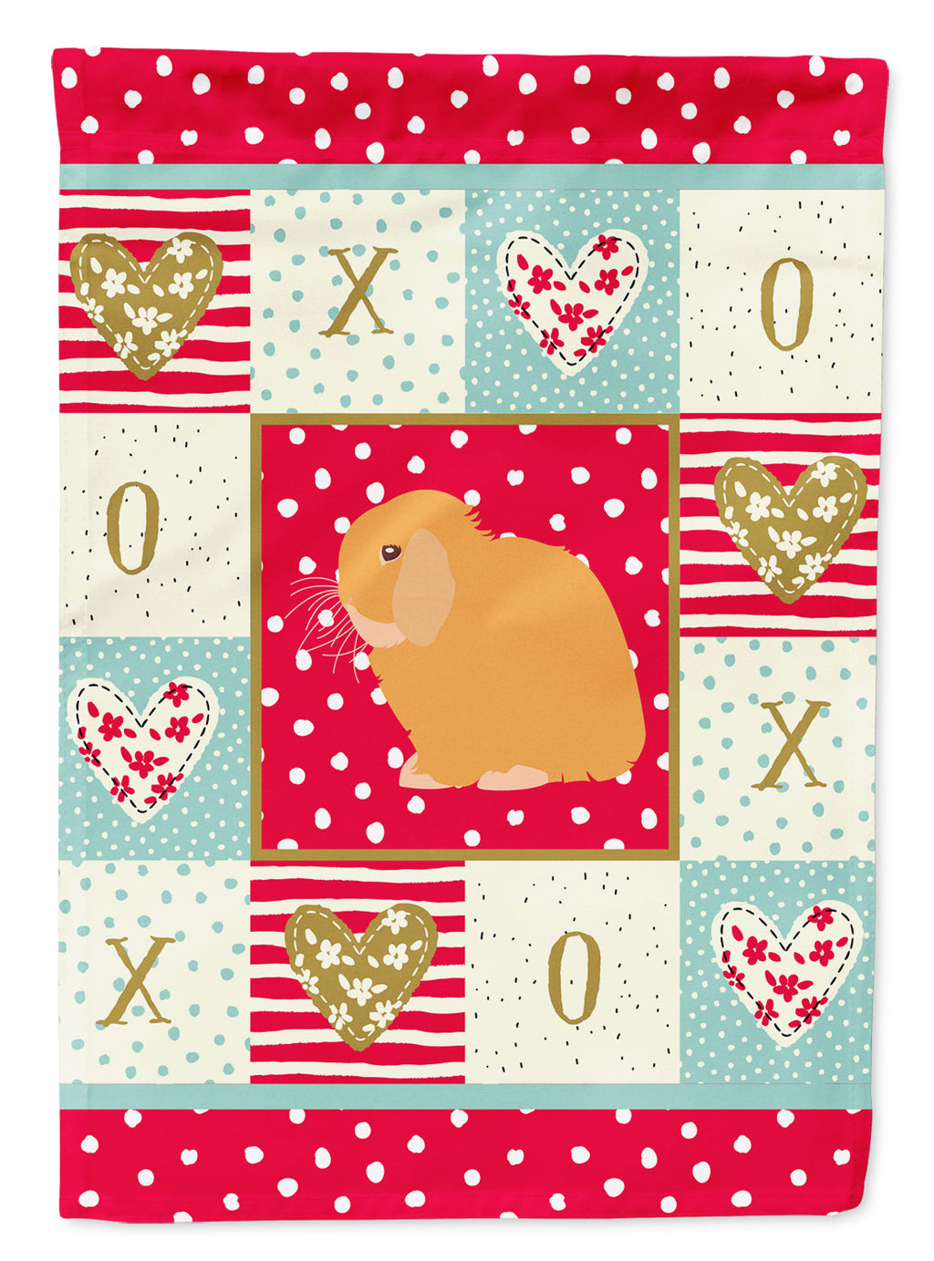 Holland Lop Rabbit Love House Flag 28x40 Porch Sleeve Pole Decorative Outside Yard Banner Artwork Wall Hanging, Polyester