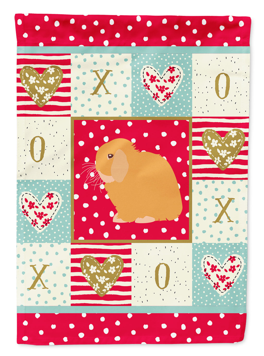Holland Lop Rabbit Love House Flag 28x40 Porch Sleeve Pole Decorative Outside Yard Banner Artwork Wall Hanging, Polyester