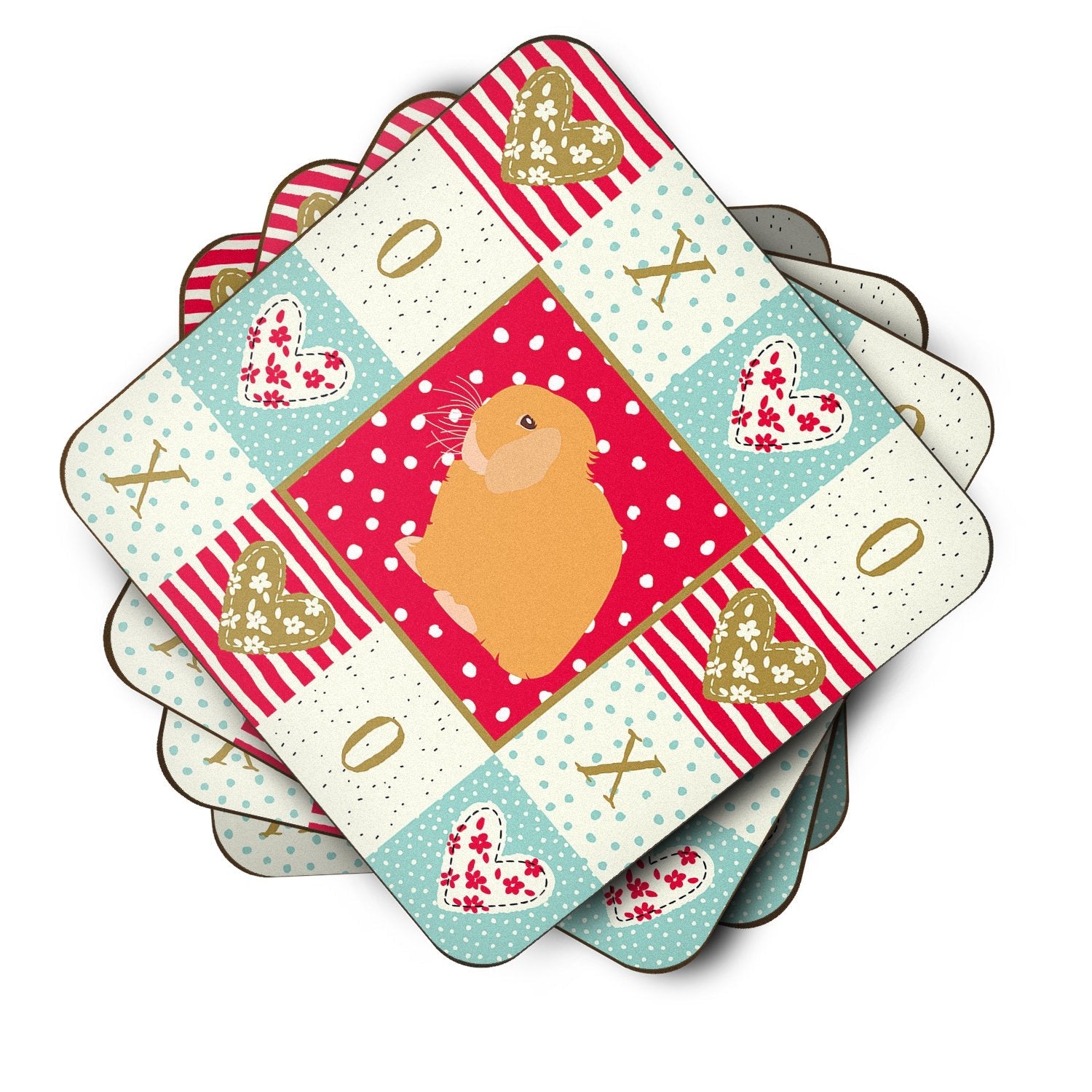 Holland Lop Rabbit Love Foam Coasters Set of 4 Cup Coasters for Indoor Outdoor, Tabletop Protection, Anti Slip, Mouse pad Material