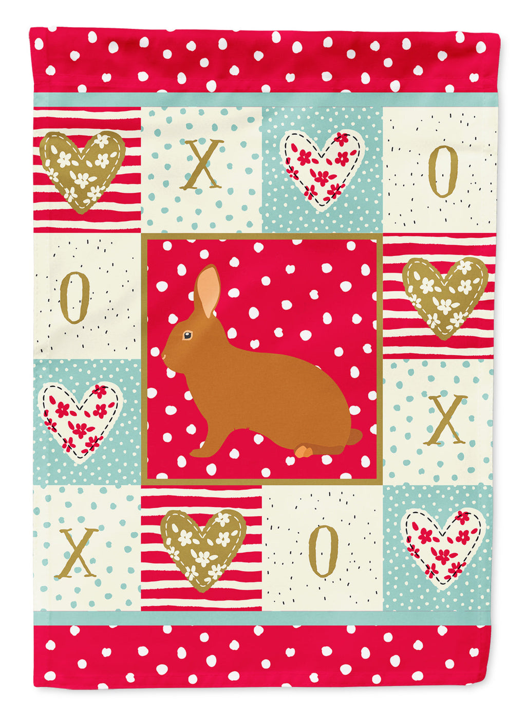 Rex Rabbit Love House Flag 28x40 Porch Sleeve Pole Decorative Outside Yard Banner Artwork Wall Hanging, Polyester