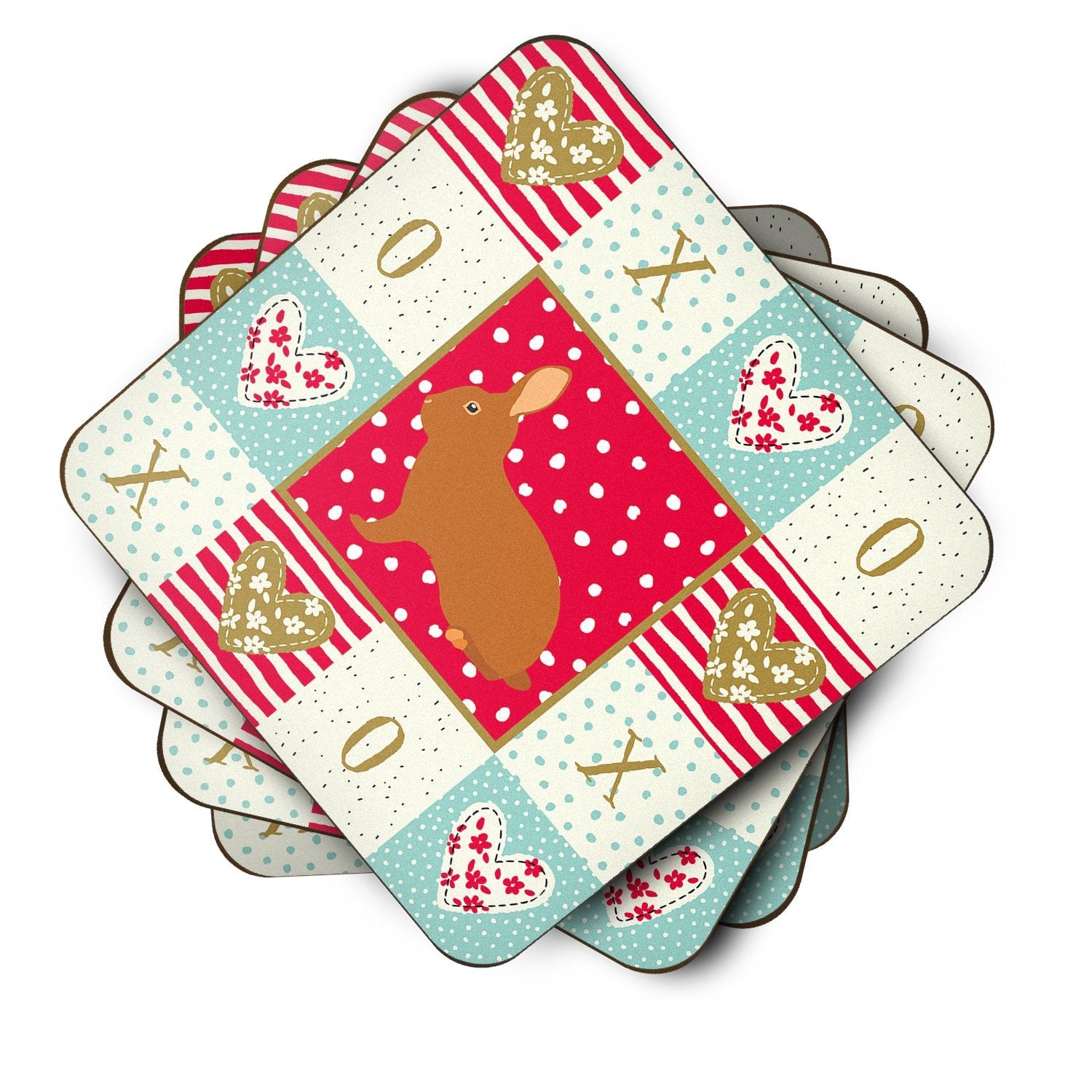 Rex Rabbit Love Foam Coasters Set of 4 Cup Coasters for Indoor Outdoor, Tabletop Protection, Anti Slip, Mouse pad Material