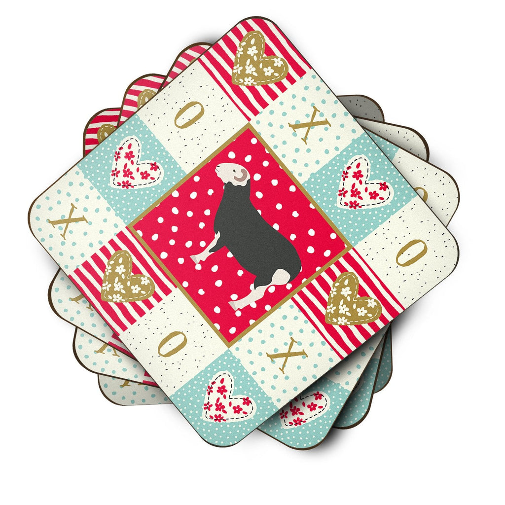 Herwick Sheep Love Foam Coasters Set of 4 Cup Coasters for Indoor Outdoor, Tabletop Protection, Anti Slip, Mouse pad Material