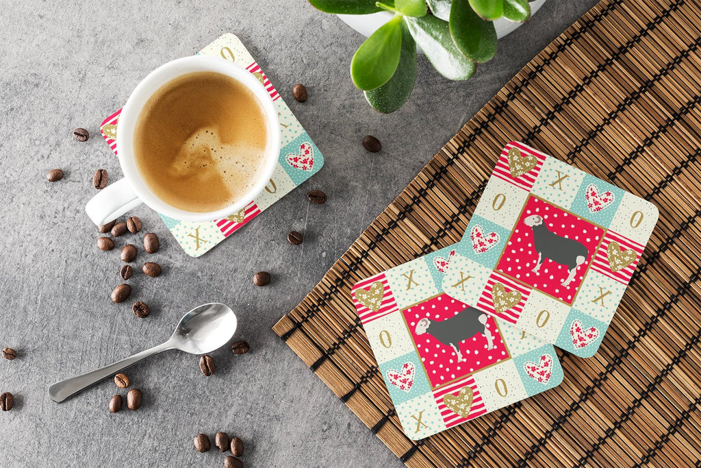 Herwick Sheep Love Foam Coasters Set of 4 Cup Coasters for Indoor Outdoor, Tabletop Protection, Anti Slip, Mouse pad Material