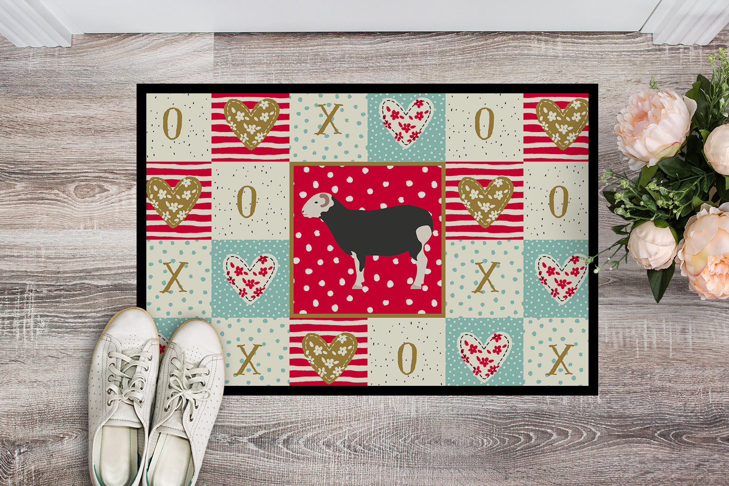 Herwick Sheep Love Doormat Indoor Outdoor 18H X 27W Front Door Mat Rugs for Entryway, Non Slip Washable