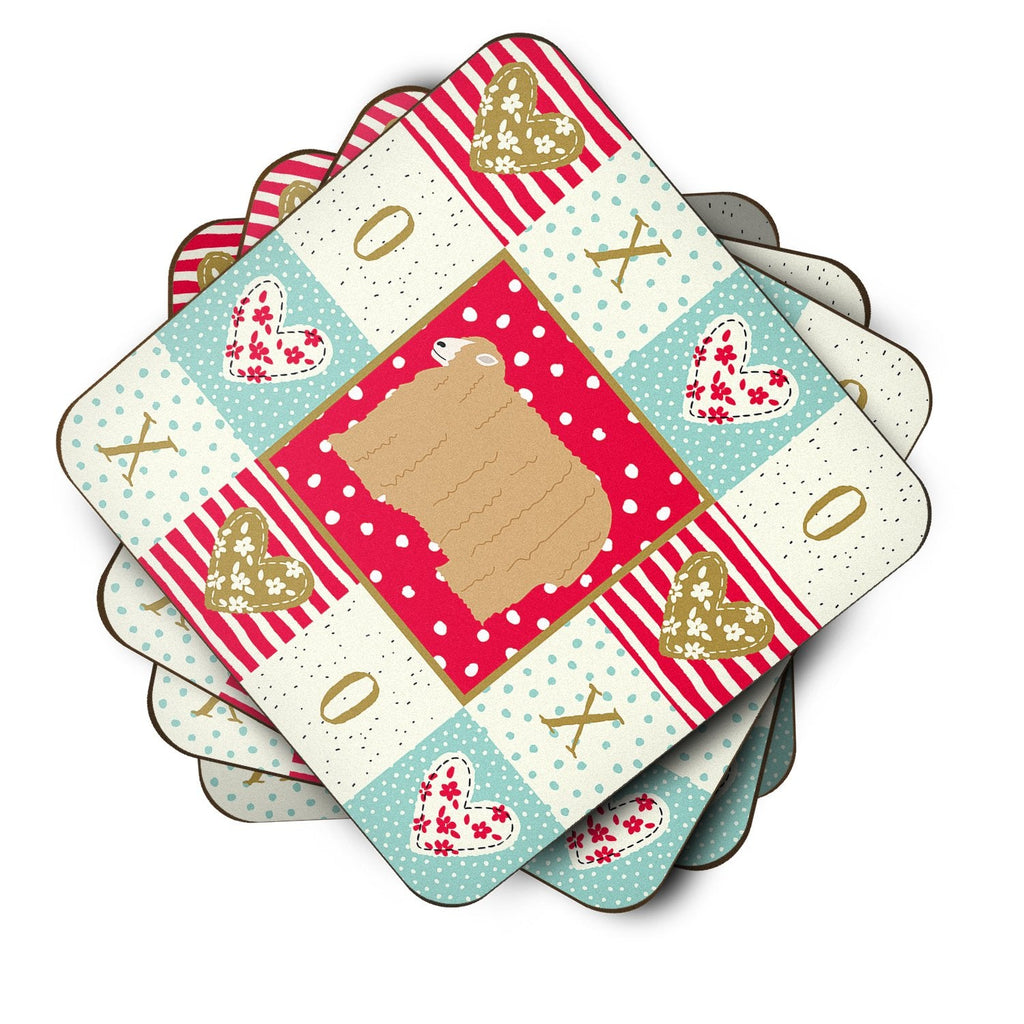 Lincoln Longwool Sheep Love Foam Coasters Set of 4 Cup Coasters for Indoor Outdoor, Tabletop Protection, Anti Slip, Mouse pad Material