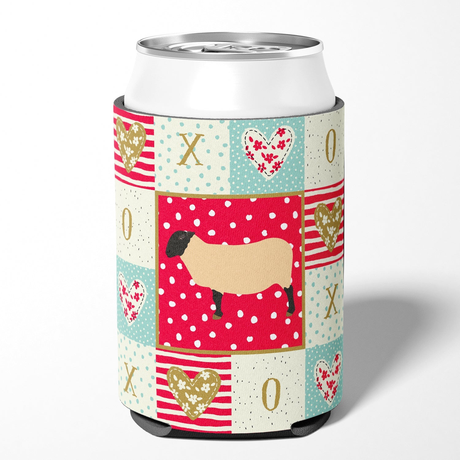 Suffolk Sheep Love Can or Bottle Hugger Cooler Sleeve for Standard 12 oz Cans, Insulated Foam Beer & Soda Can Hugger Reusable