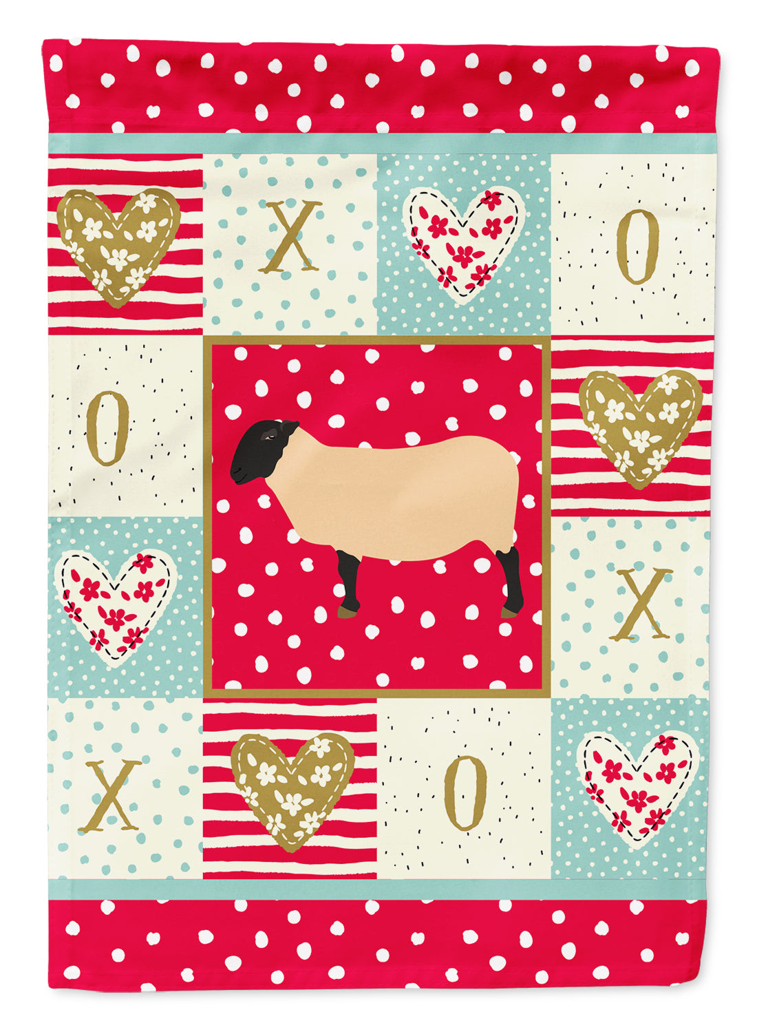 Suffolk Sheep Love House Flag 28x40 Porch Sleeve Pole Decorative Outside Yard Banner Artwork Wall Hanging, Polyester