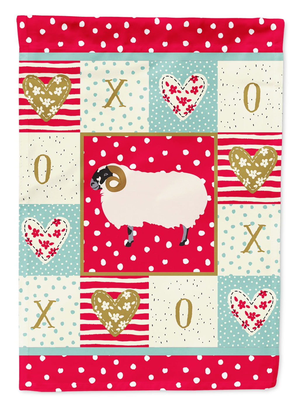 Scottish Blackface Sheep Love House Flag 28x40 Porch Sleeve Pole Decorative Outside Yard Banner Artwork Wall Hanging, Polyester