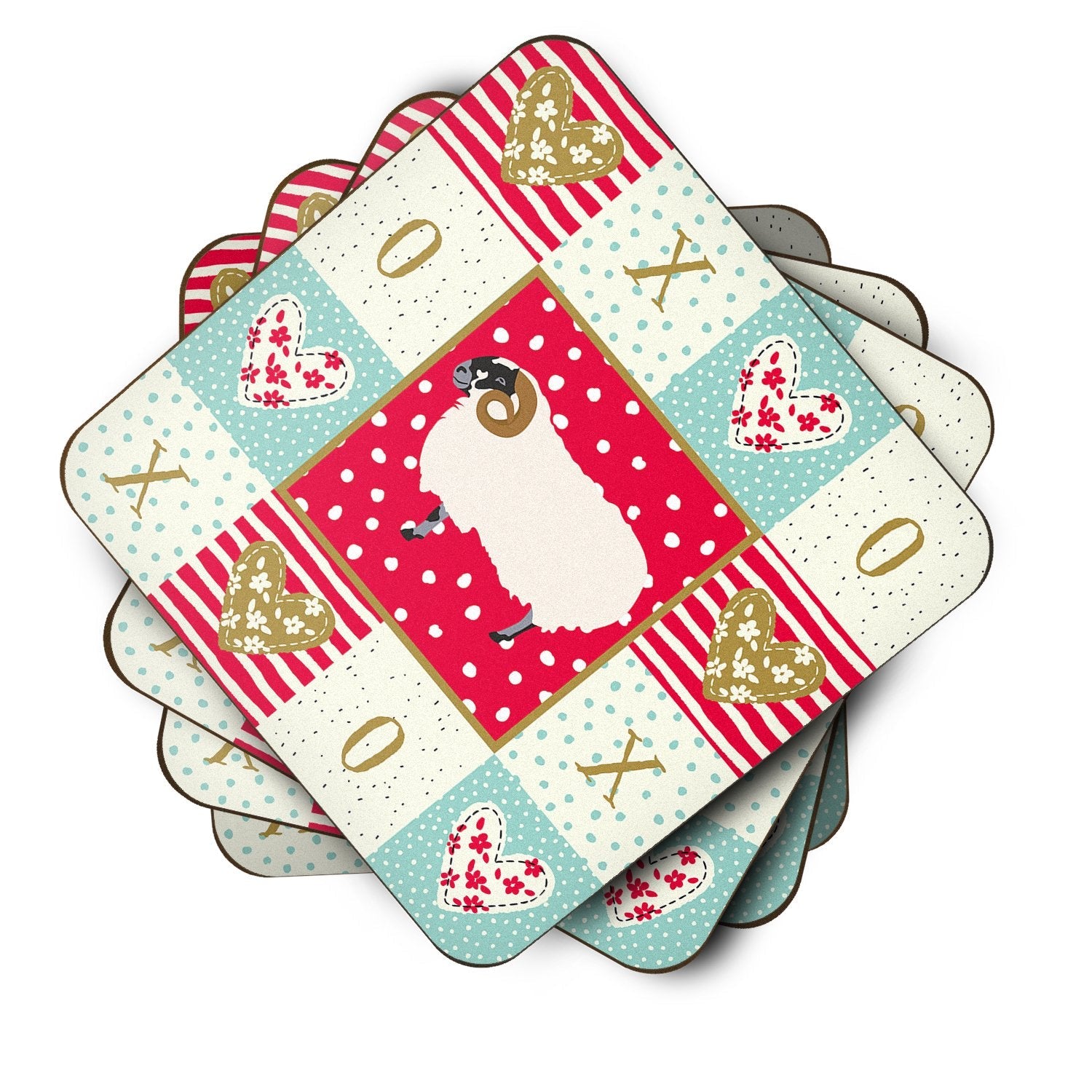 Scottish Blackface Sheep Love Foam Coasters Set of 4 Cup Coasters for Indoor Outdoor, Tabletop Protection, Anti Slip, Mouse pad Material