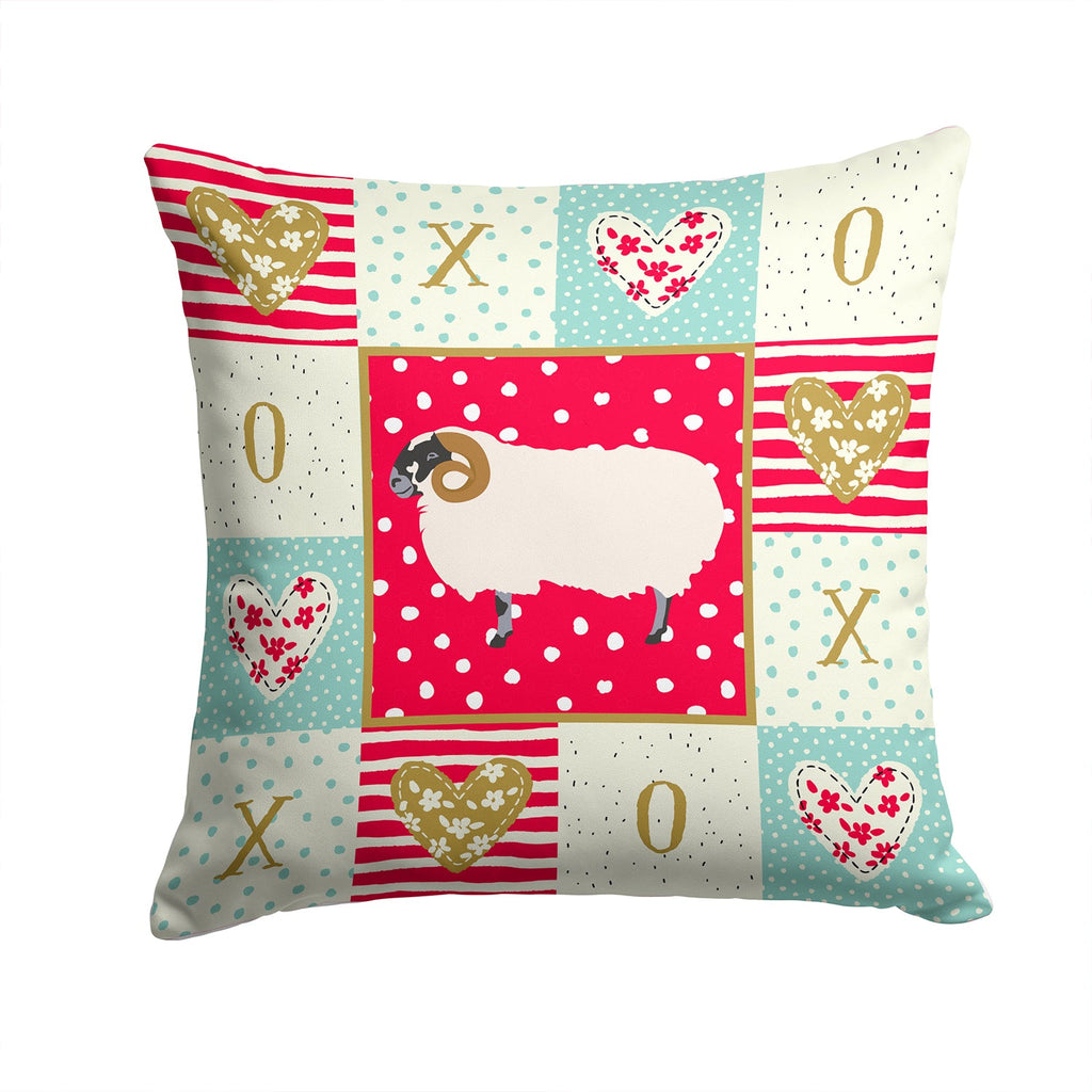 Scottish Blackface Sheep Love Decorative Throw Pillow 14x14 Indoor Outdoor Accent Cushion, Fabric Cover with Insert for Sofa, Bed, Porch & Living Room
