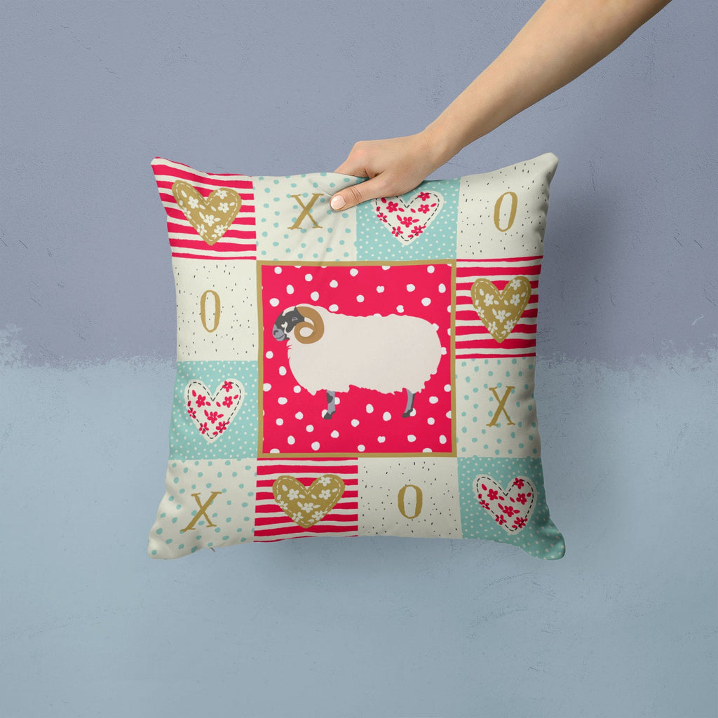 Scottish Blackface Sheep Love Decorative Throw Pillow 14x14 Indoor Outdoor Accent Cushion, Fabric Cover with Insert for Sofa, Bed, Porch & Living Room