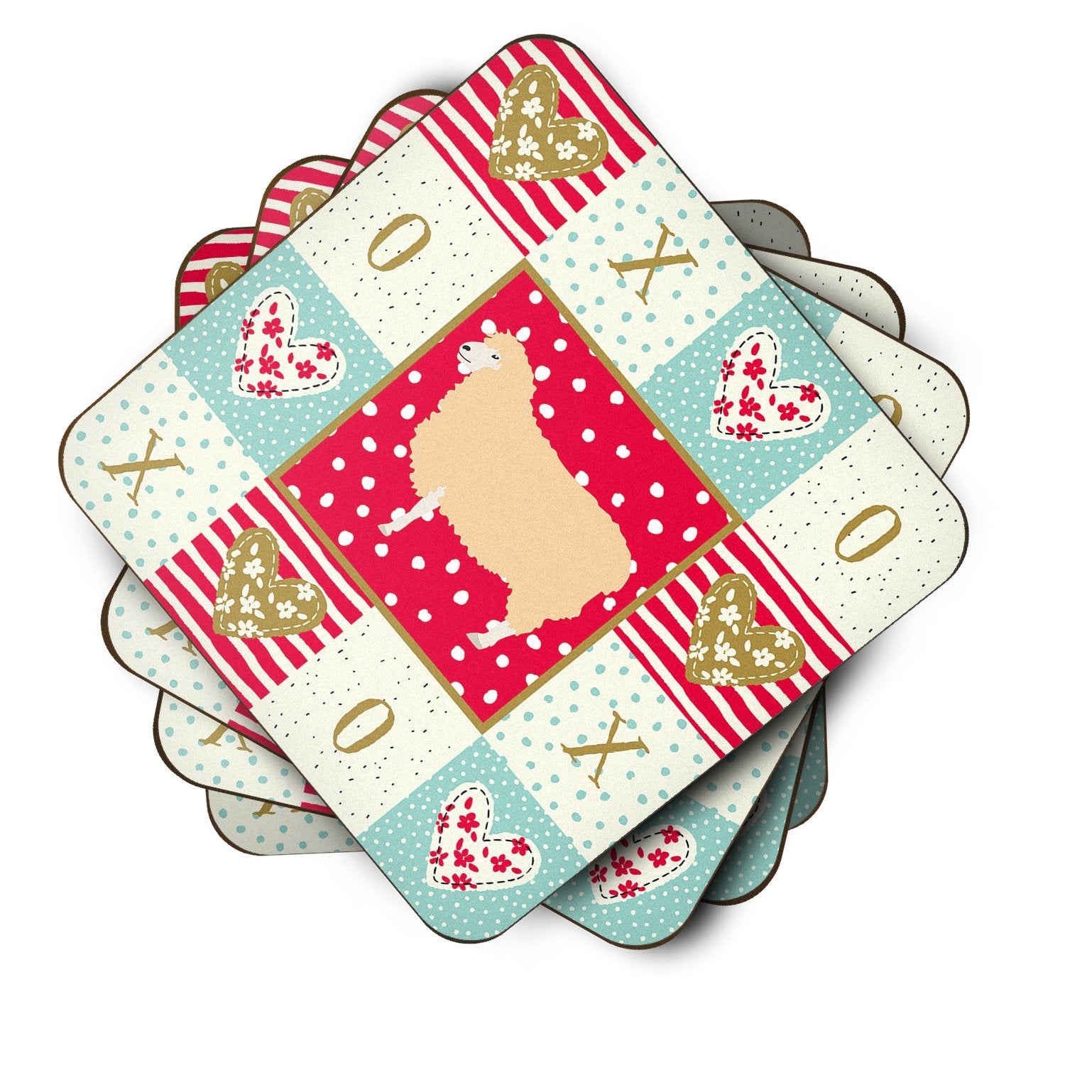 English Leicester Longwool Sheep Love Foam Coasters Set of 4 Cup Coasters for Indoor Outdoor, Tabletop Protection, Anti Slip, Mouse pad Material