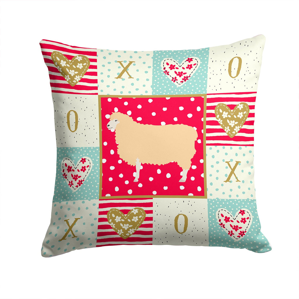 English Leicester Longwool Sheep Love Decorative Throw Pillow 14x14 Indoor Outdoor Accent Cushion, Fabric Cover with Insert for Sofa, Bed, Porch & Living Room