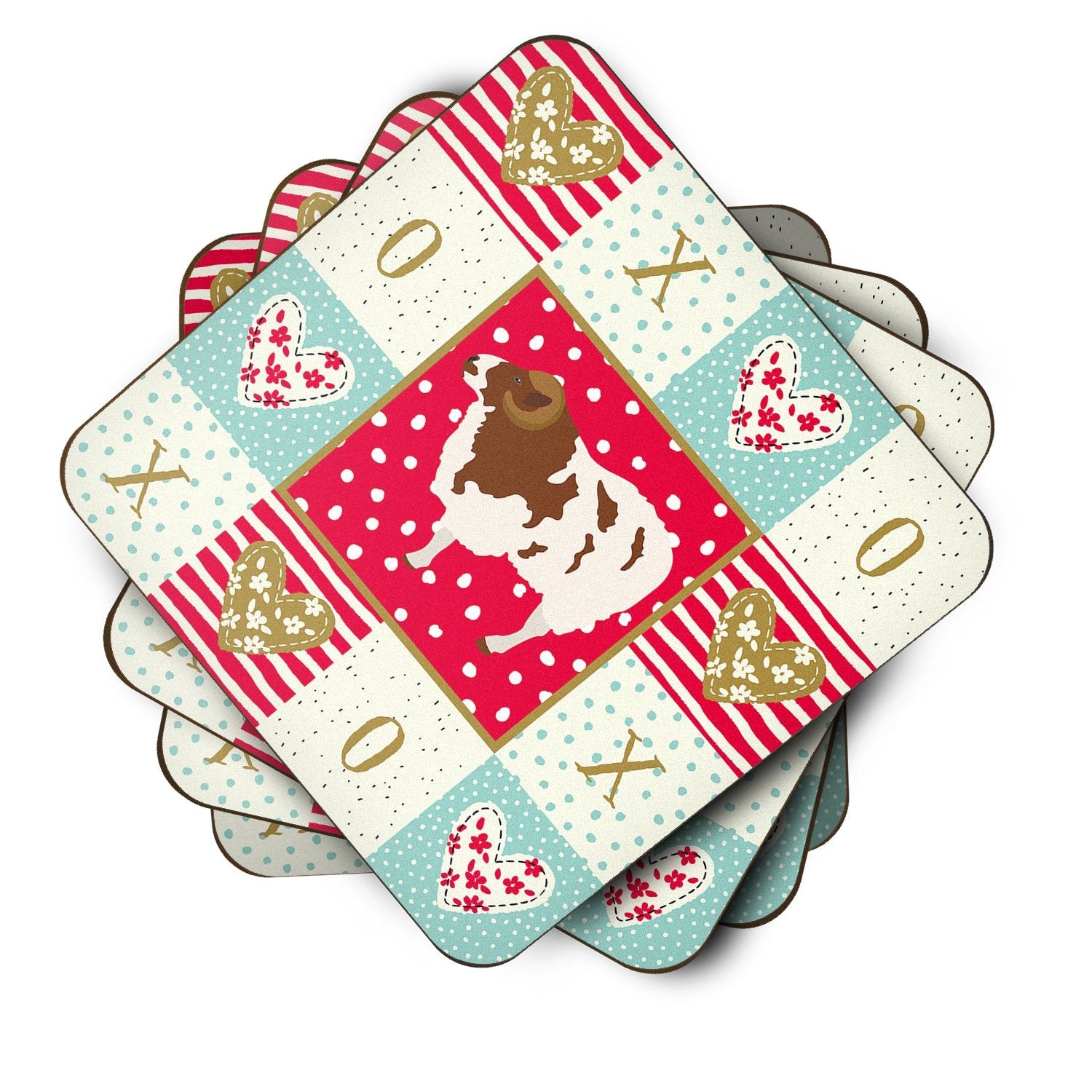 Jacob Sheep Love Foam Coasters Set of 4 Cup Coasters for Indoor Outdoor, Tabletop Protection, Anti Slip, Mouse pad Material