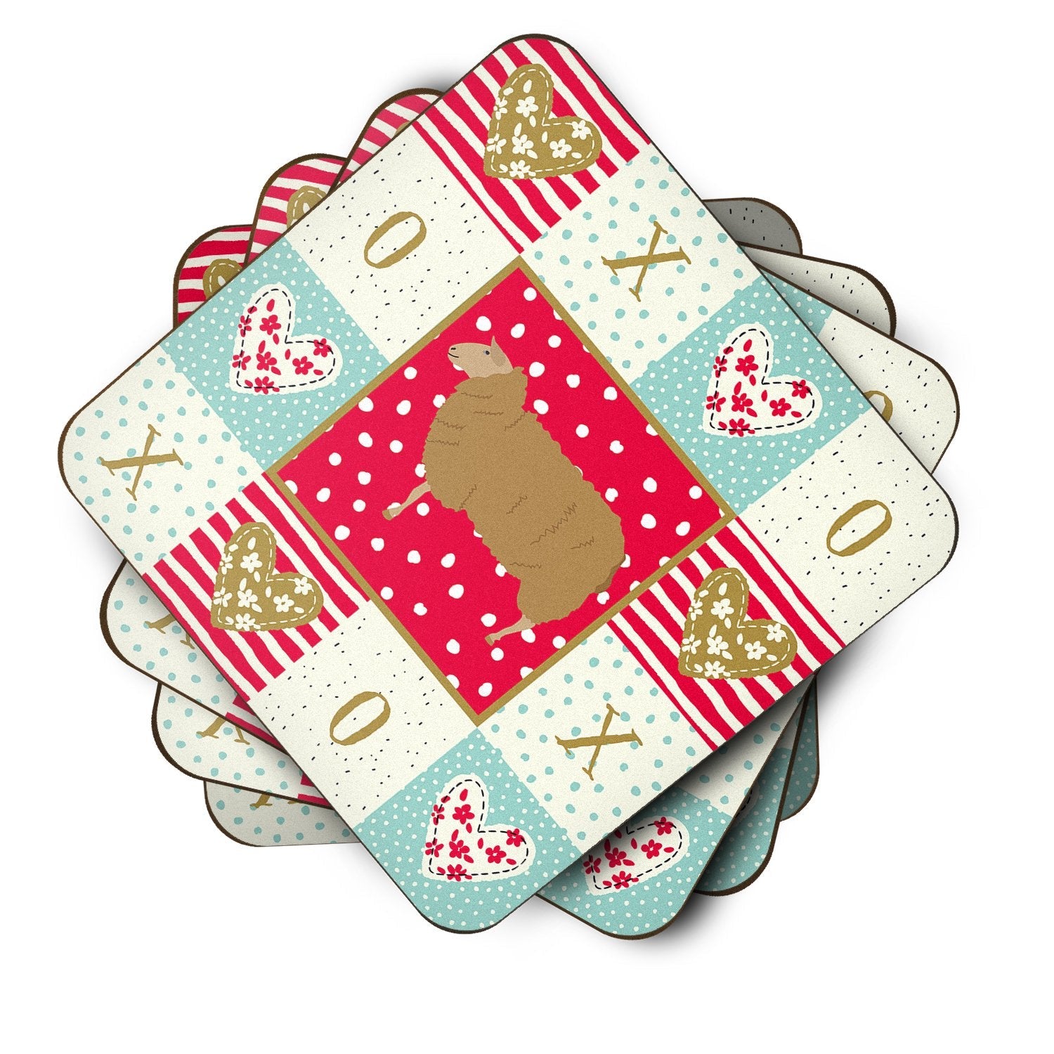 East Friesian Sheep Love Foam Coasters Set of 4 Cup Coasters for Indoor Outdoor, Tabletop Protection, Anti Slip, Mouse pad Material