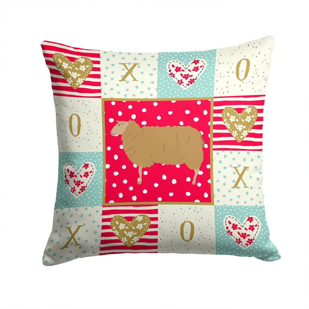 East Friesian Sheep Love Decorative Throw Pillow 14x14 Indoor Outdoor Accent Cushion, Fabric Cover with Insert for Sofa, Bed, Porch & Living Room