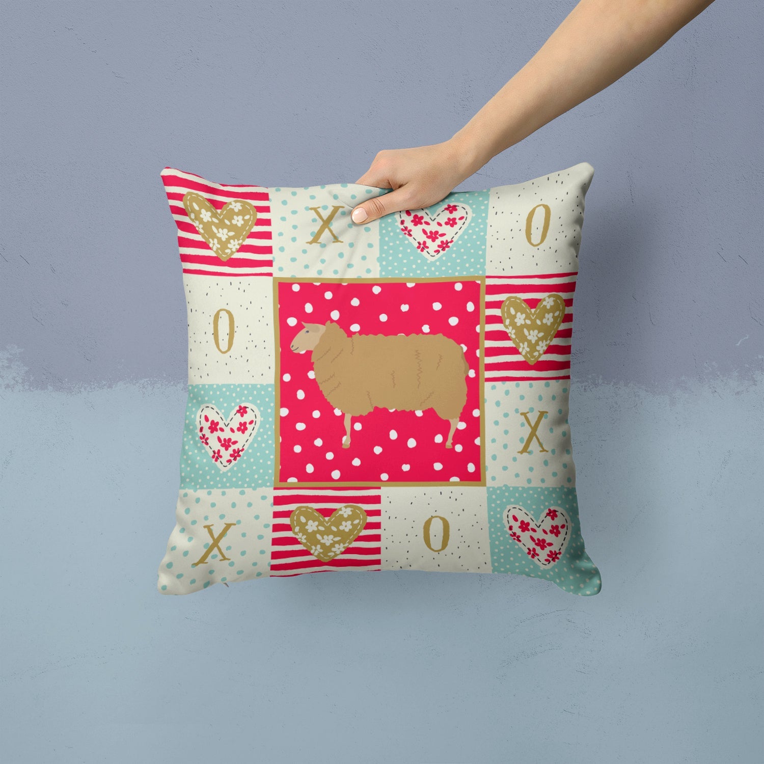 East Friesian Sheep Love Decorative Throw Pillow 14x14 Indoor Outdoor Accent Cushion, Fabric Cover with Insert for Sofa, Bed, Porch & Living Room