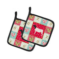 Dorper Sheep Love Pot Holder Set of 2 Heat Resistant Quilted Hot Pads 7.5 x 7.5 Inch, Insulated Kitchen Trivets for Cooking & Baking