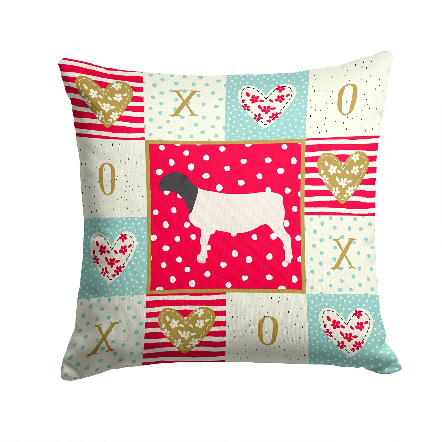 Dorper Sheep Love Decorative Throw Pillow 14x14 Indoor Outdoor Accent Cushion, Fabric Cover with Insert for Sofa, Bed, Porch & Living Room