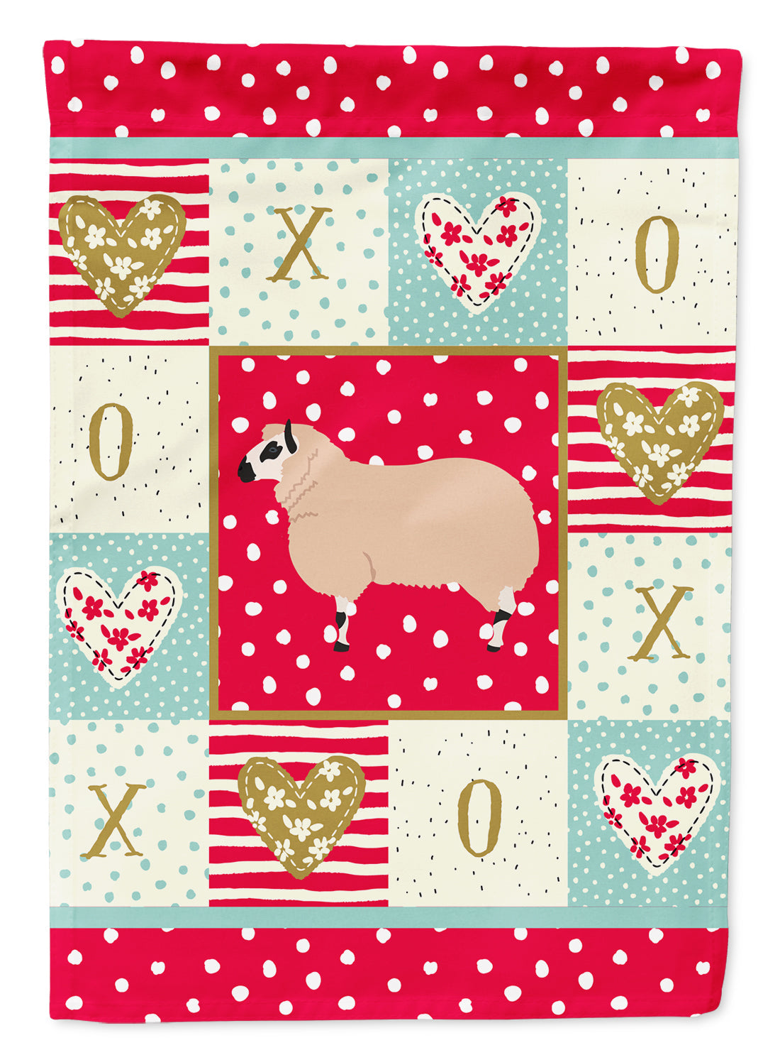Kerry Hill Sheep Love House Flag 28x40 Porch Sleeve Pole Decorative Outside Yard Banner Artwork Wall Hanging, Polyester