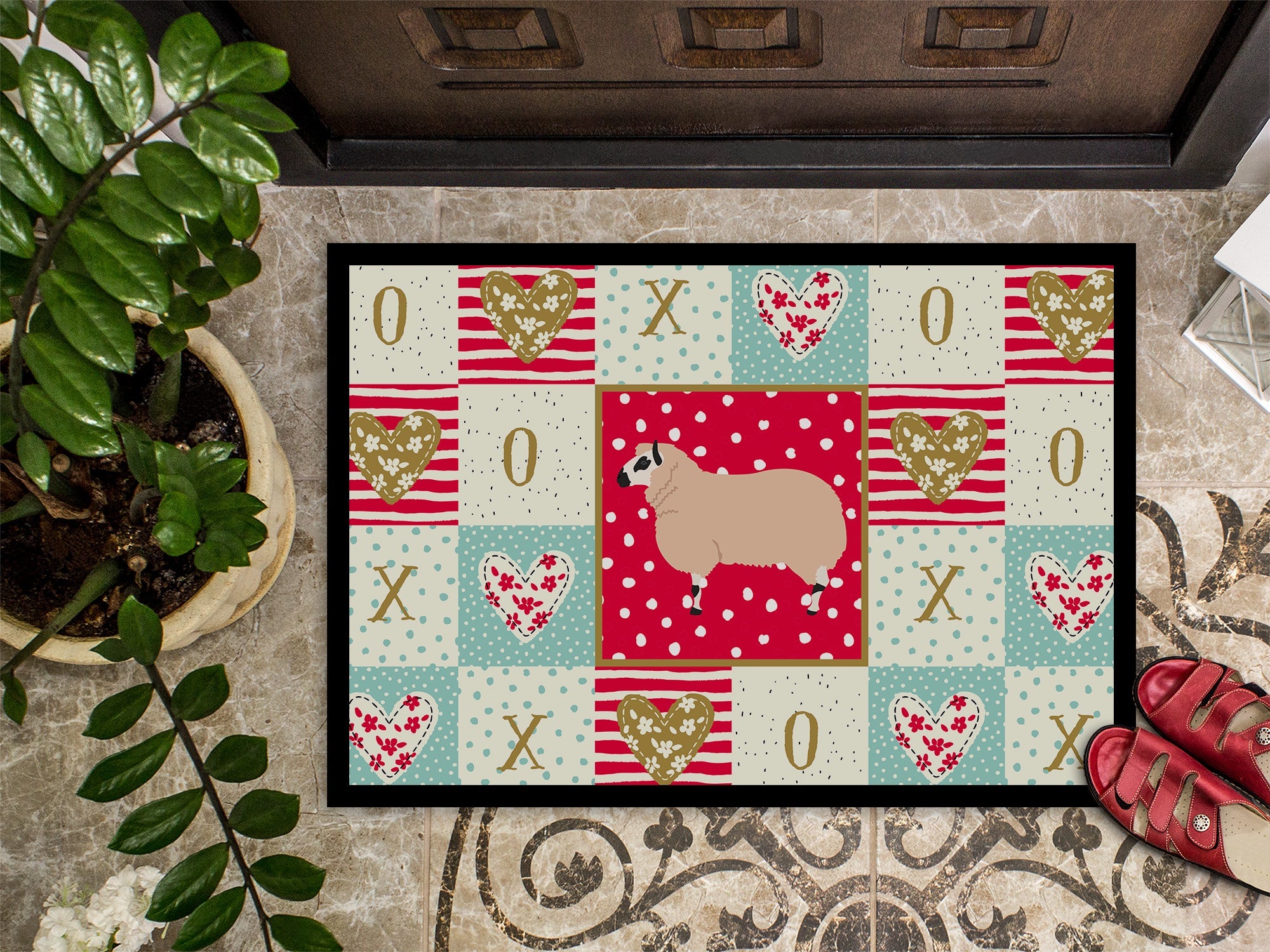 Kerry Hill Sheep Love Doormat Indoor Outdoor 18H X 27W Front Door Mat Rugs for Entryway, Non Slip Washable
