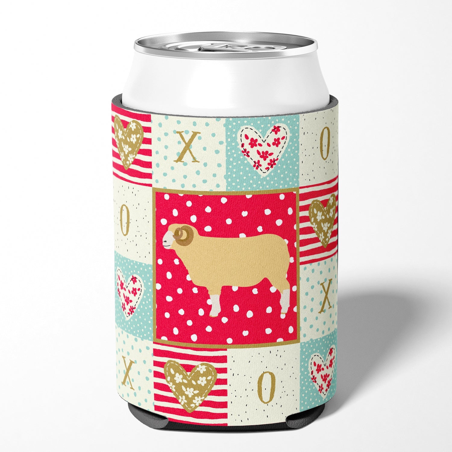 Horned Dorset Sheep Love Can or Bottle Hugger Cooler Sleeve for Standard 12 oz Cans, Insulated Foam Beer & Soda Can Hugger Reusable