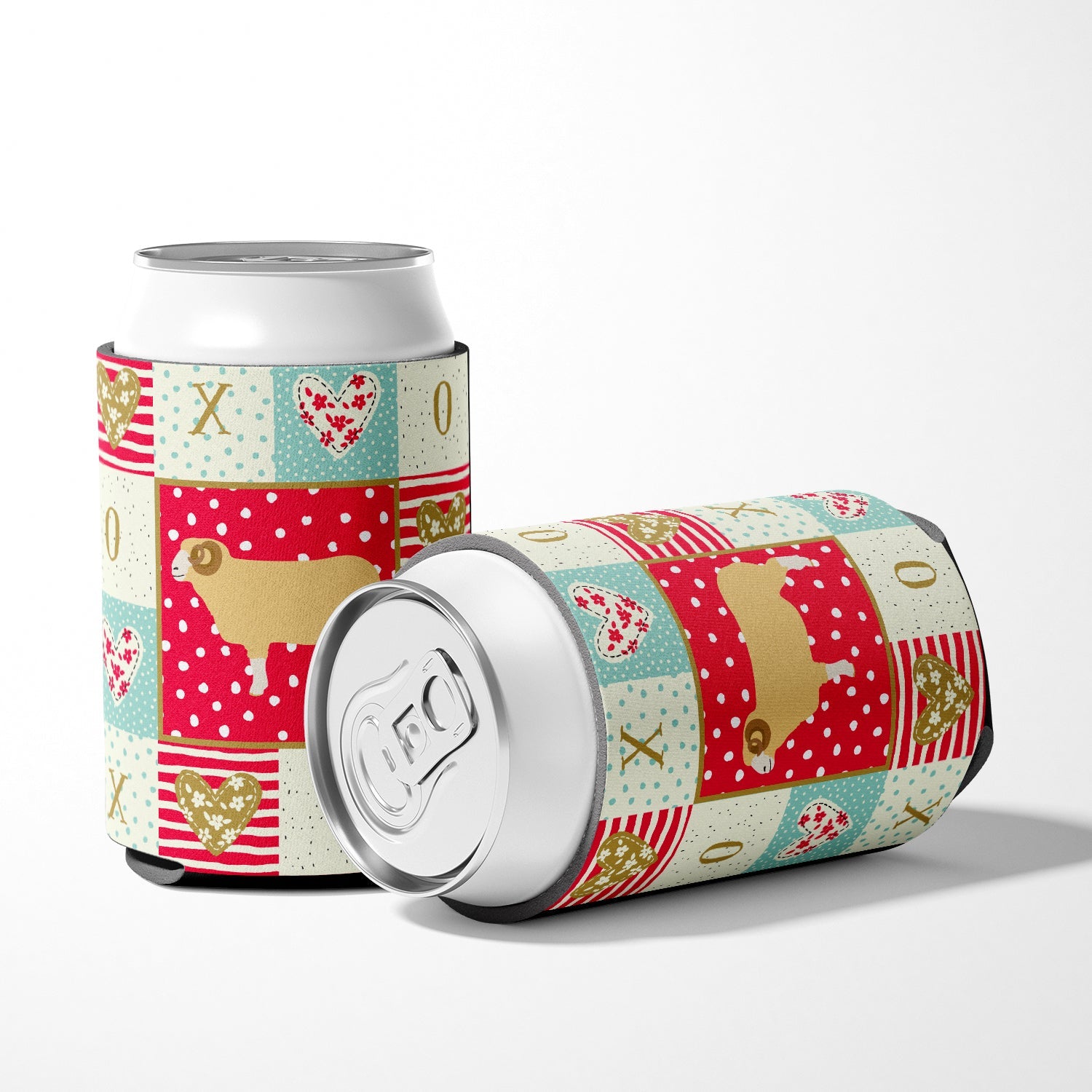 Horned Dorset Sheep Love Can or Bottle Hugger Cooler Sleeve for Standard 12 oz Cans, Insulated Foam Beer & Soda Can Hugger Reusable