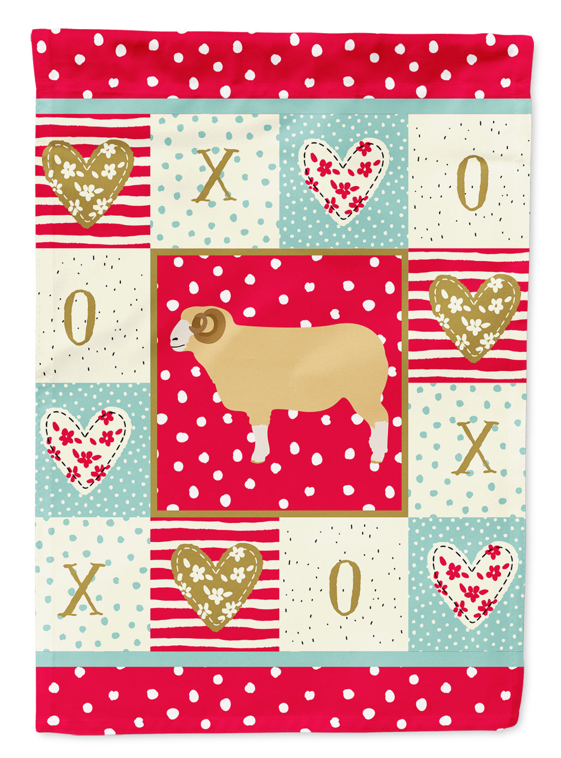 Horned Dorset Sheep Love House Flag 28x40 Porch Sleeve Pole Decorative Outside Yard Banner Artwork Wall Hanging, Polyester