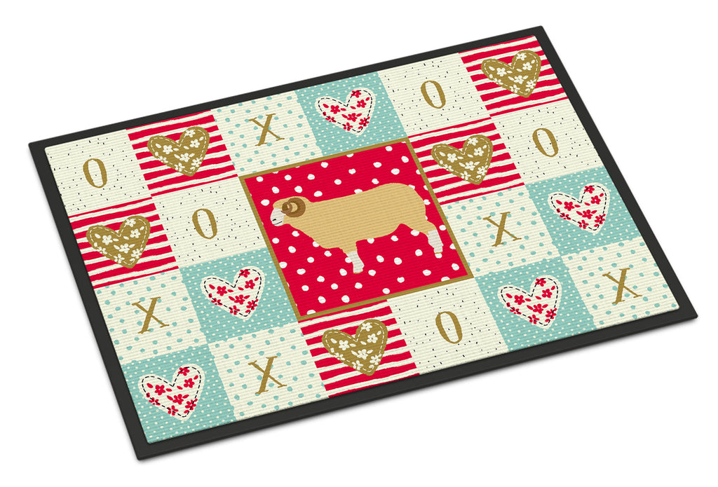 Horned Dorset Sheep Love Doormat Indoor Outdoor 18H X 27W Front Door Mat Rugs for Entryway, Non Slip Washable