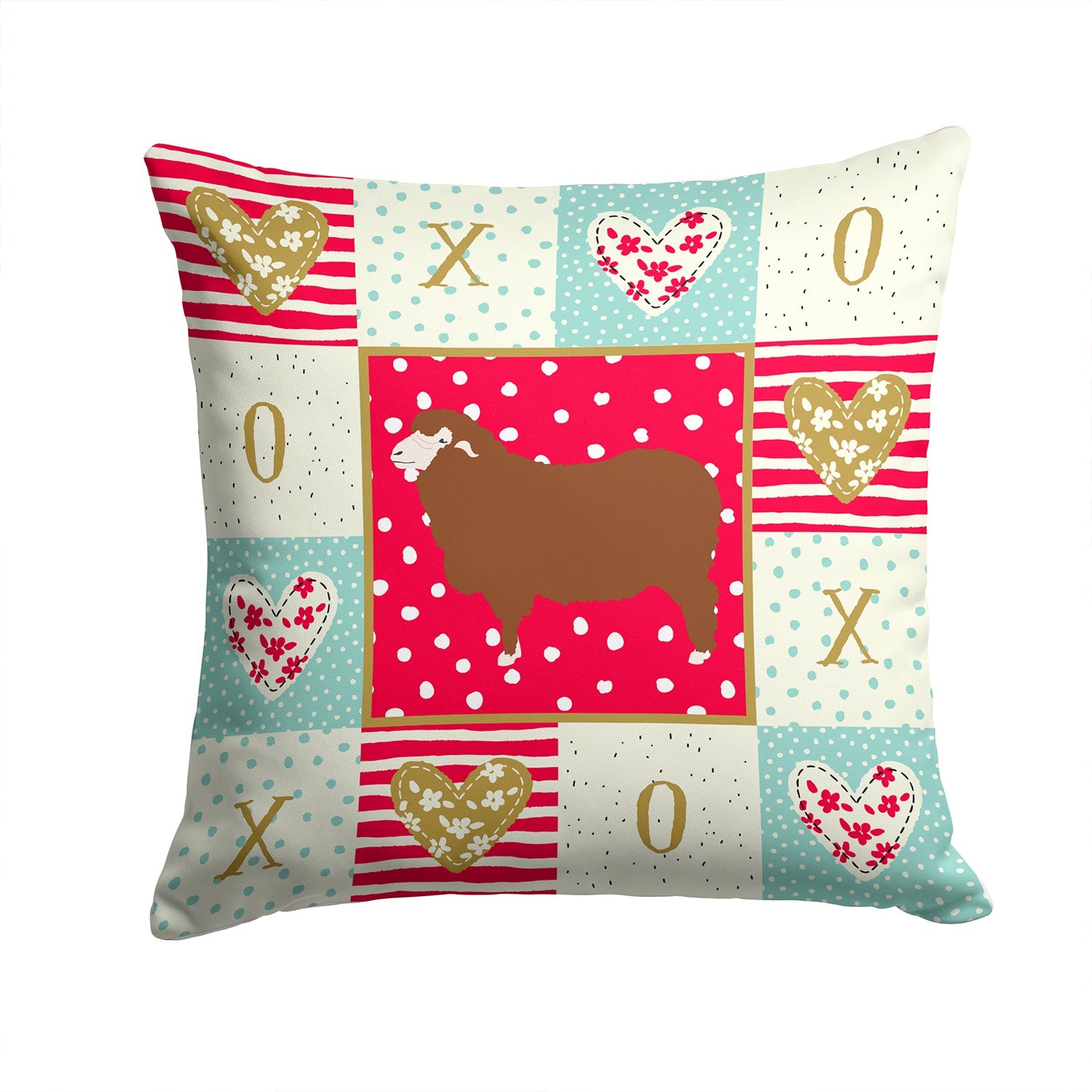 Merino Sheep Love Decorative Throw Pillow 14x14 Indoor Outdoor Accent Cushion, Fabric Cover with Insert for Sofa, Bed, Porch & Living Room