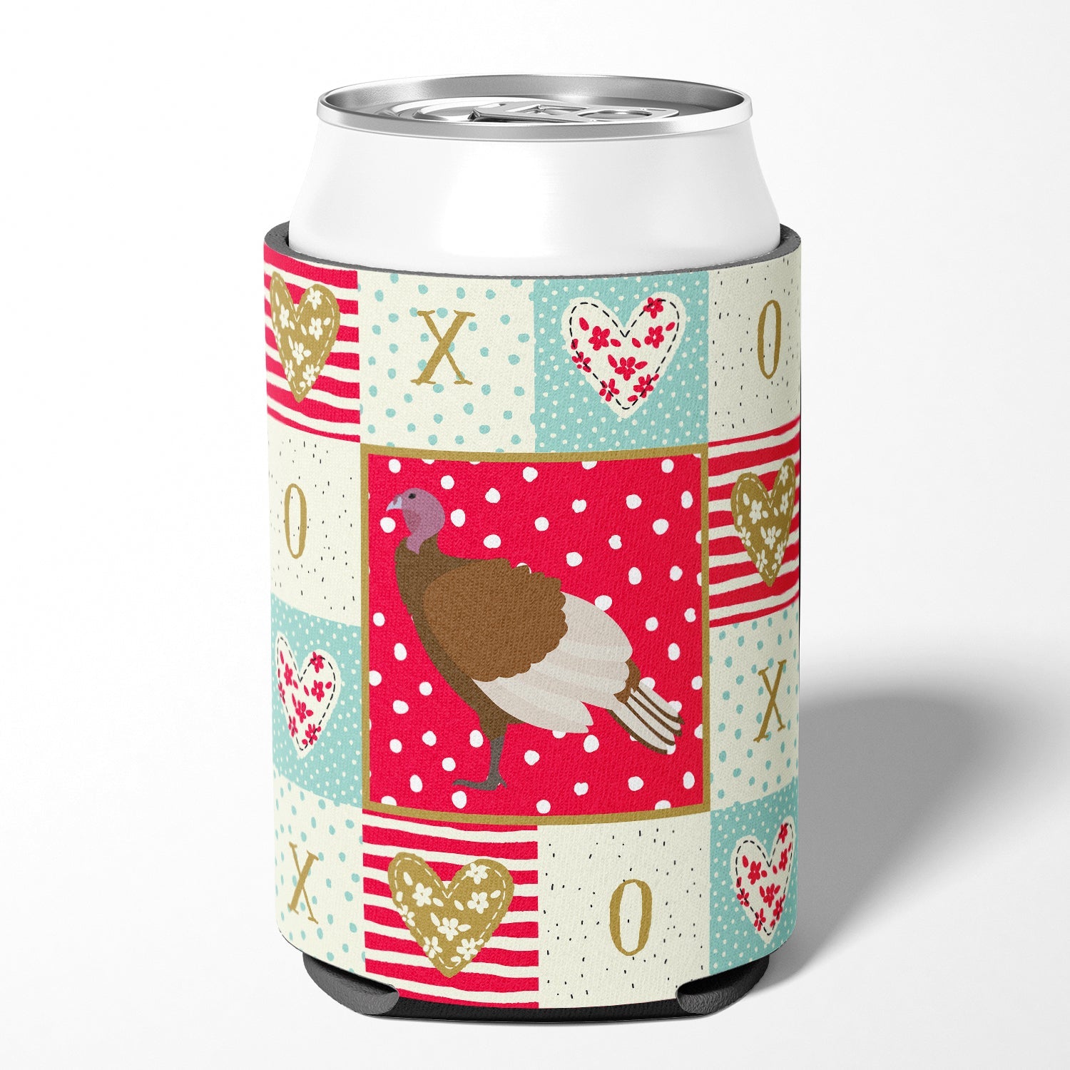 Bourbon Red Turkey Hen Love Can or Bottle Hugger Cooler Sleeve for Standard 12 oz Cans, Insulated Foam Beer & Soda Can Hugger Reusable