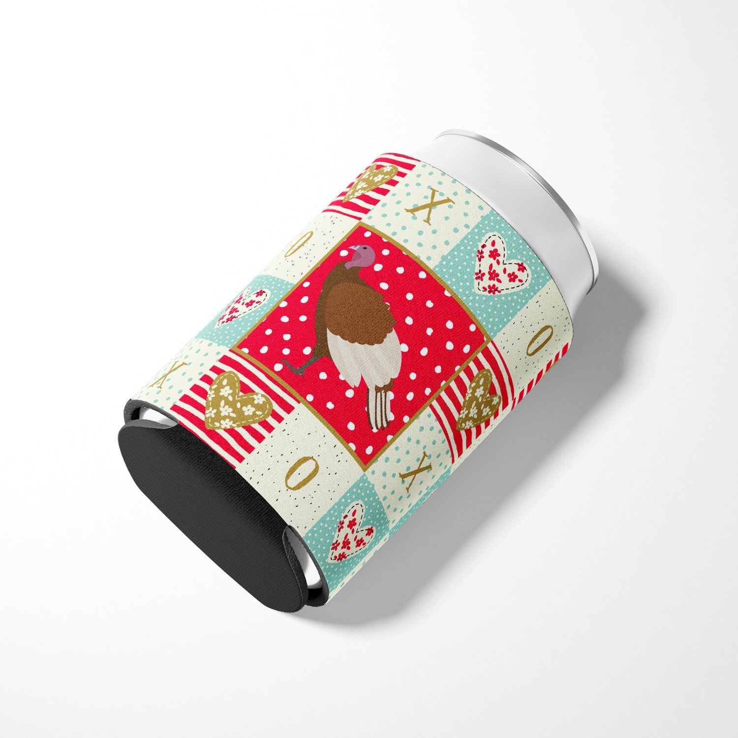 Bourbon Red Turkey Hen Love Can or Bottle Hugger Cooler Sleeve for Standard 12 oz Cans, Insulated Foam Beer & Soda Can Hugger Reusable