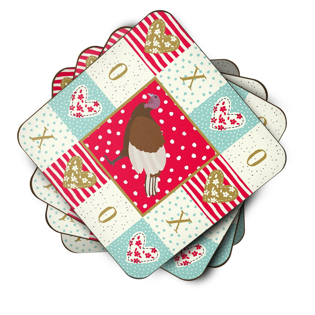 Bourbon Red Turkey Hen Love Foam Coasters Set of 4 Cup Coasters for Indoor Outdoor, Tabletop Protection, Anti Slip, Mouse pad Material