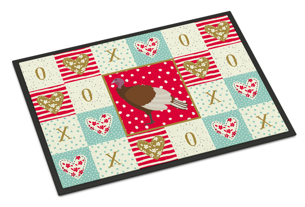 Bourbon Red Turkey Hen Love Doormat Indoor Outdoor 18H X 27W Front Door Mat Rugs for Entryway, Non Slip Washable