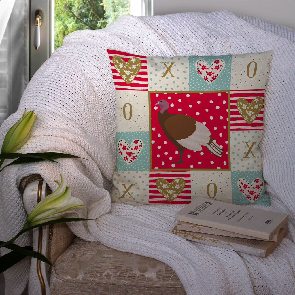 Bourbon Red Turkey Hen Love Decorative Throw Pillow 14x14 Indoor Outdoor Accent Cushion, Fabric Cover with Insert for Sofa, Bed, Porch & Living Room